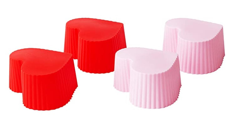 Bakelicious Set of 12 Silicone Heart Cupcake Baking Cups by Kitchen Niche