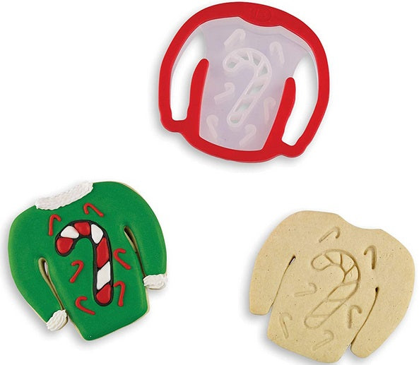 Bakelicious Candy Cane Ugly Sweater Cookie Cutter by Kitchen Niche