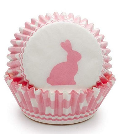Fox Run Pink Gingham Bunny Baking Cup Set of 50 by Kitchen Niche