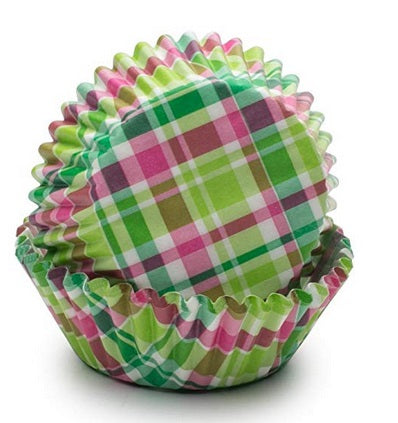 Fox Run Green & Pink Madras Baking Cup Set of 50 by Kitchen Niche