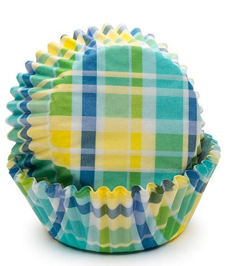 Fox Run Yellow & Aqua Madras Baking Cup Set of 50 by Kitchen Niche