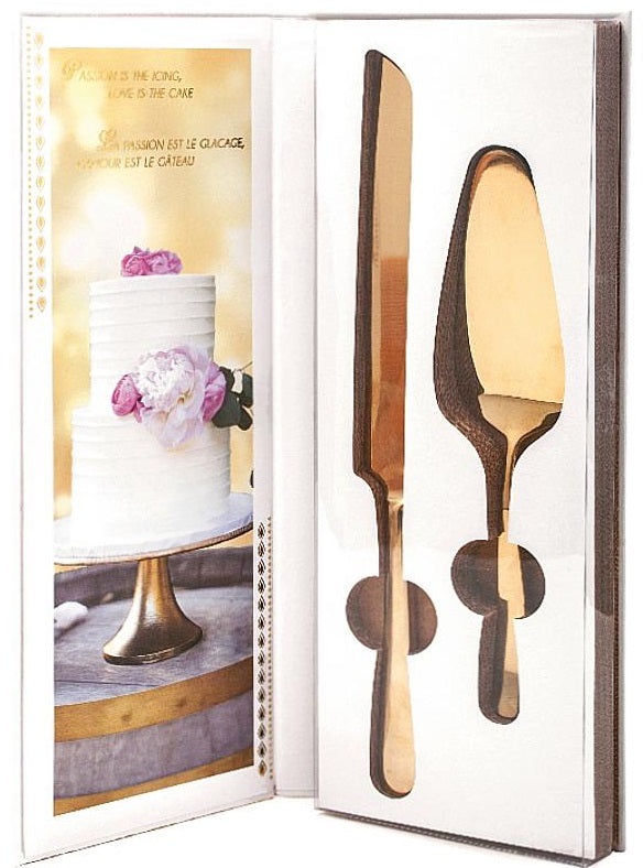 Natural Living Cake Serving Set with Gold Finish by Kitchen Niche