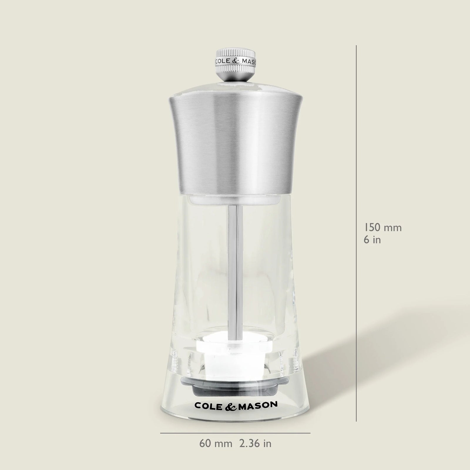 Cole & Mason Bromley Pepper Mill – Acrylic & Stainless Steel