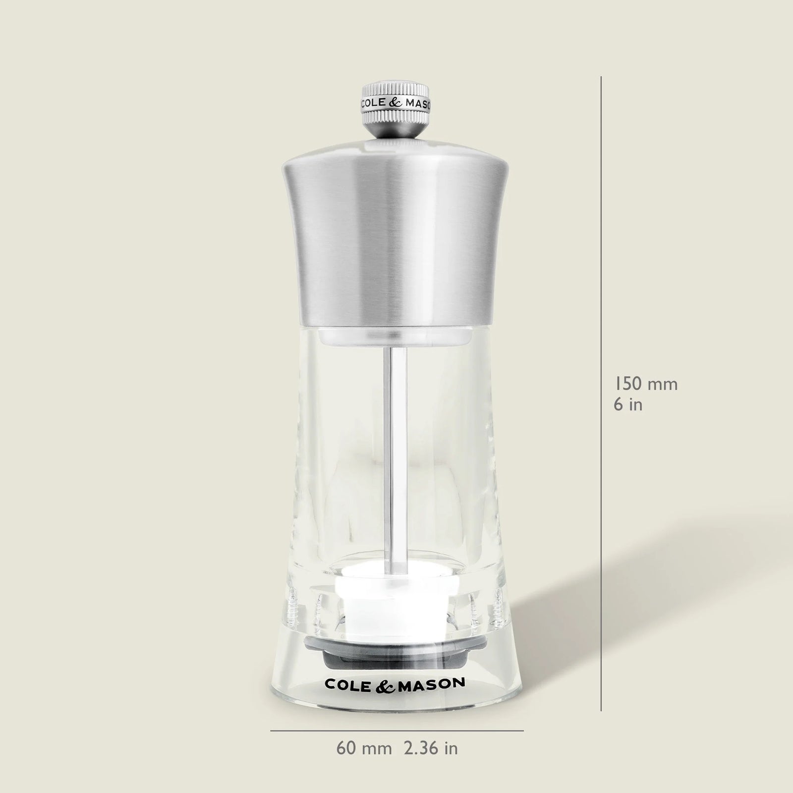Cole & Mason Bromley Salt Mill – Acrylic & Stainless Steel