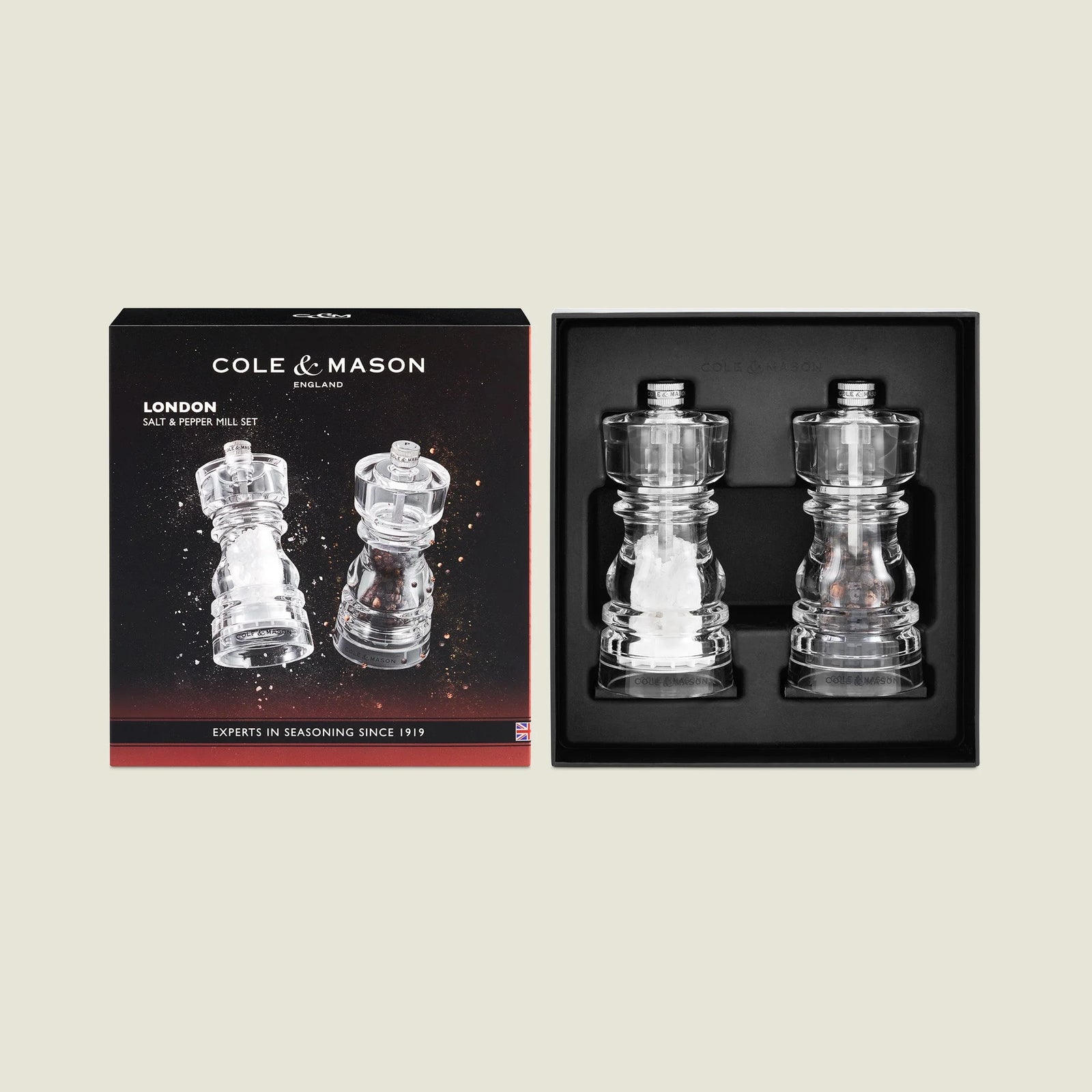 Cole & Mason London Collection Salt & Pepper Mill Gift Set – Acrylic – 5" / 13 cm (Pre-filled)