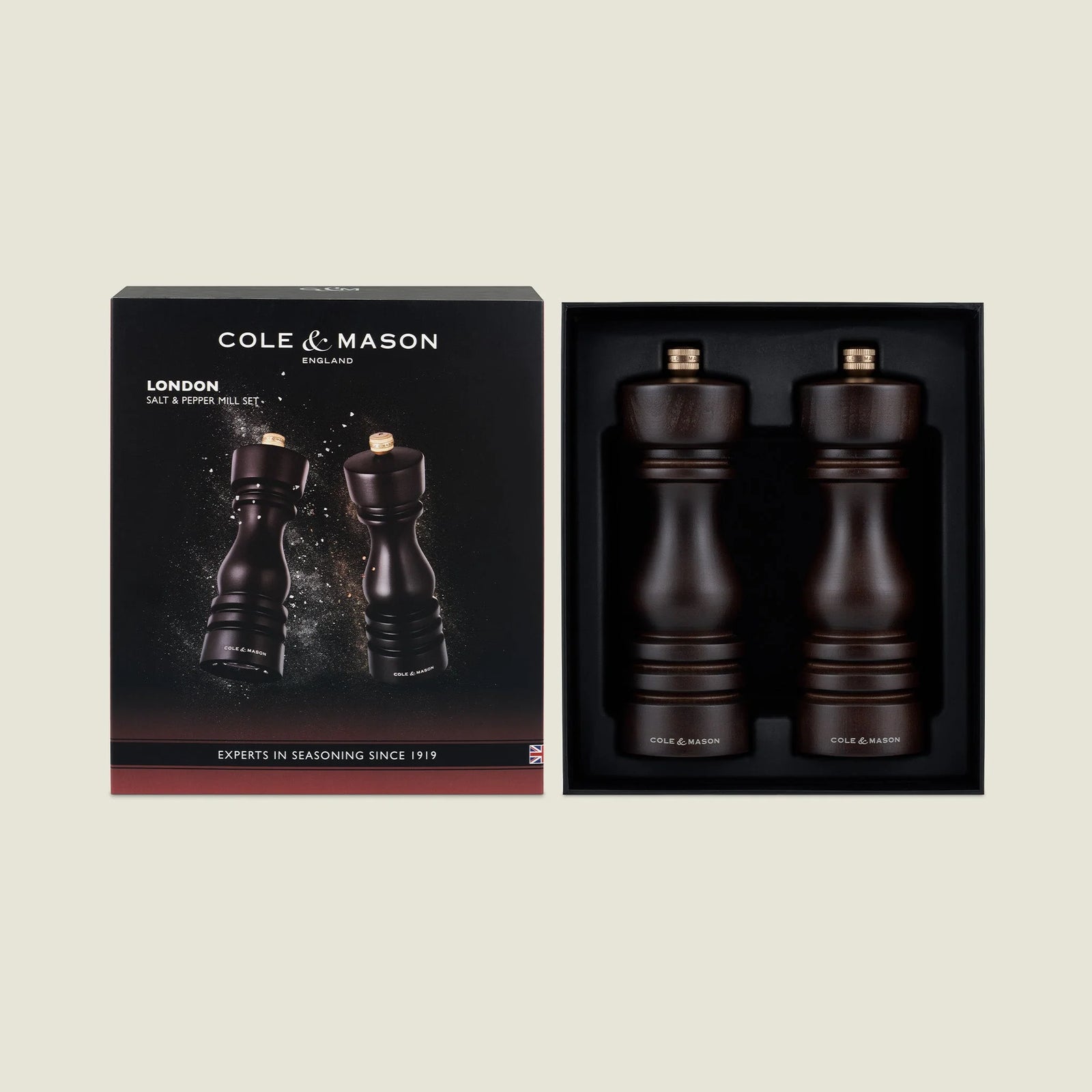 Cole & Mason London Collection Salt & Pepper Mill Gift Set – Chocolate Wood – 7" / 18 cm
