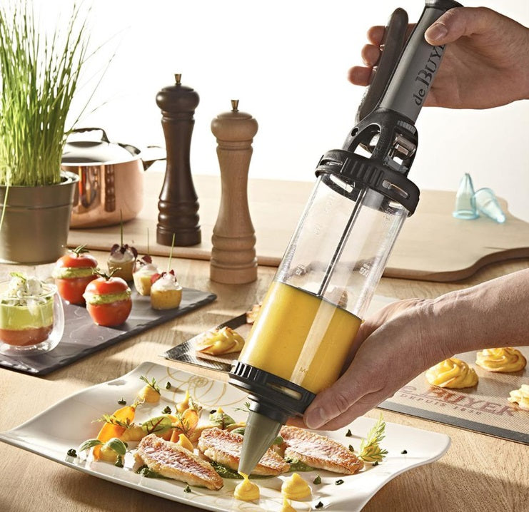 DeBuyer Le Tube Pastry Gun Cookie Press with 13 Cookie Discs De Buyer by Kitchen Niche