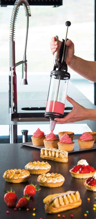 DeBuyer Le Tube Pastry Gun Cookie Press with 13 Cookie Discs De Buyer by Kitchen Niche