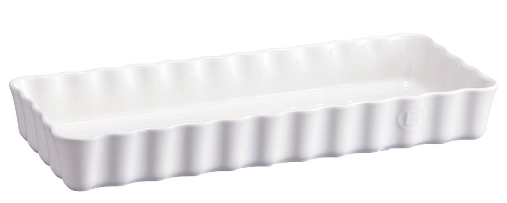 Emile Henry Slim Rectangular Tart Dish Flour White Emile Henry by Kitchen Niche