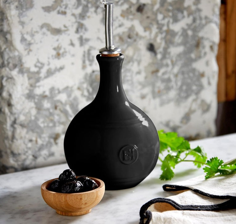 Emile Henry Vinegar Cruet Truffle Black Emile Henry by Kitchen Niche