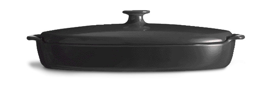 Emile Henry Fish Steamer Charcoal Black by Kitchen Niche