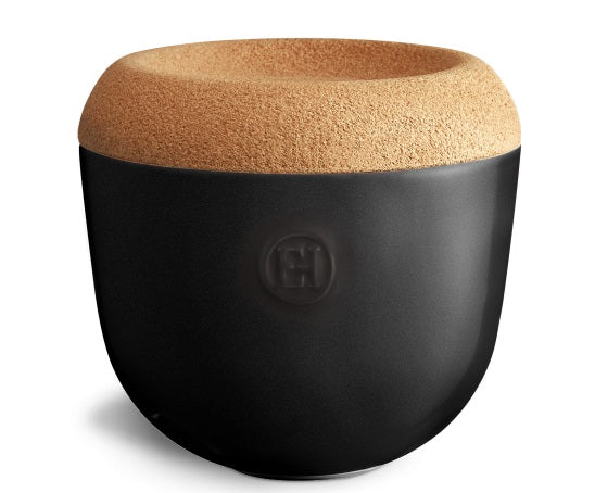 Emile Henry Garlic Pot Truffle Black by Kitchen Niche