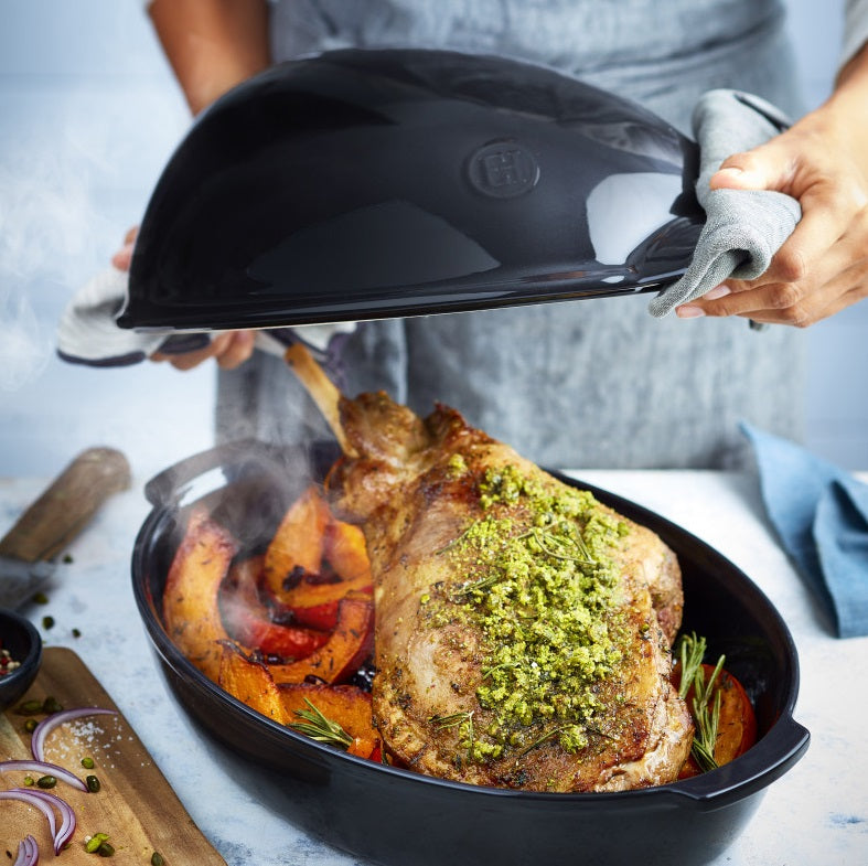 Emile Henry Large Roaster Charcoal Black by Kitchen Niche