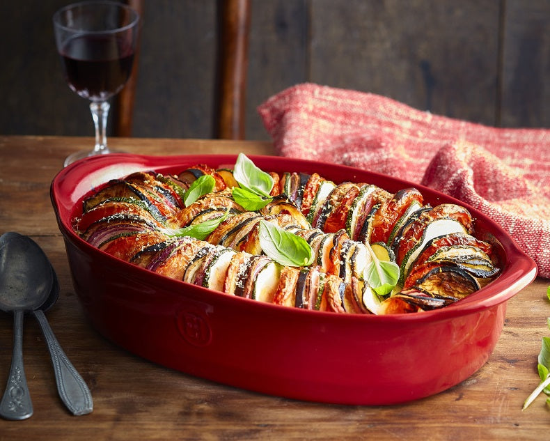 Emile Henry Oval Baking Dish Burgundy Red by Kitchen Niche