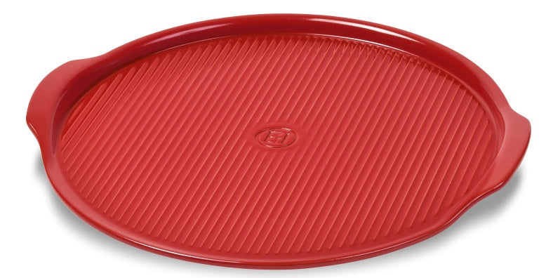 Emile Henry Ridged Pizza Stone Burgundy Red by Kitchen Niche