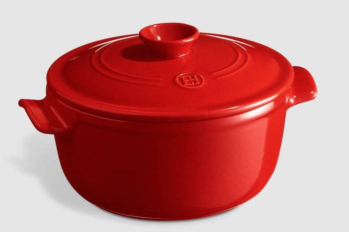 Emile Henry Round Stewpot Casserole 2.5L Burgundy by Kitchen Niche