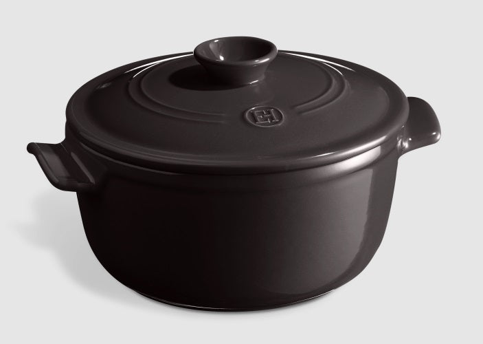 Emile Henry Round Stewpot Casserole 5.3L Charcoal by Kitchen Niche
