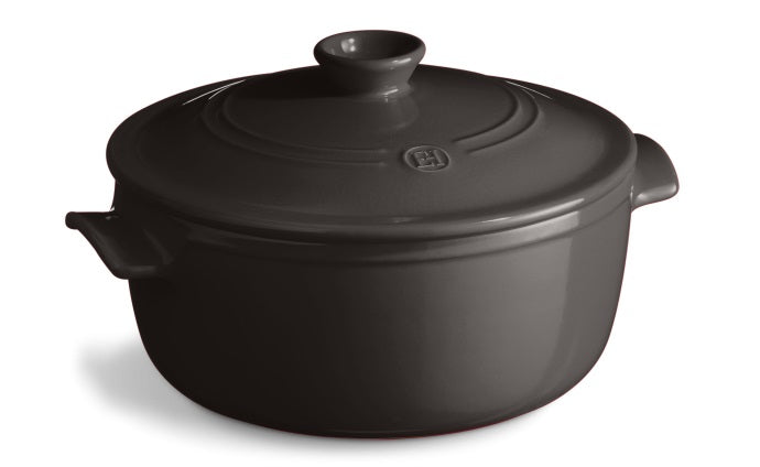 Emile Henry Round Stewpot Casserole 4L Charcoal Black by Kitchen Niche