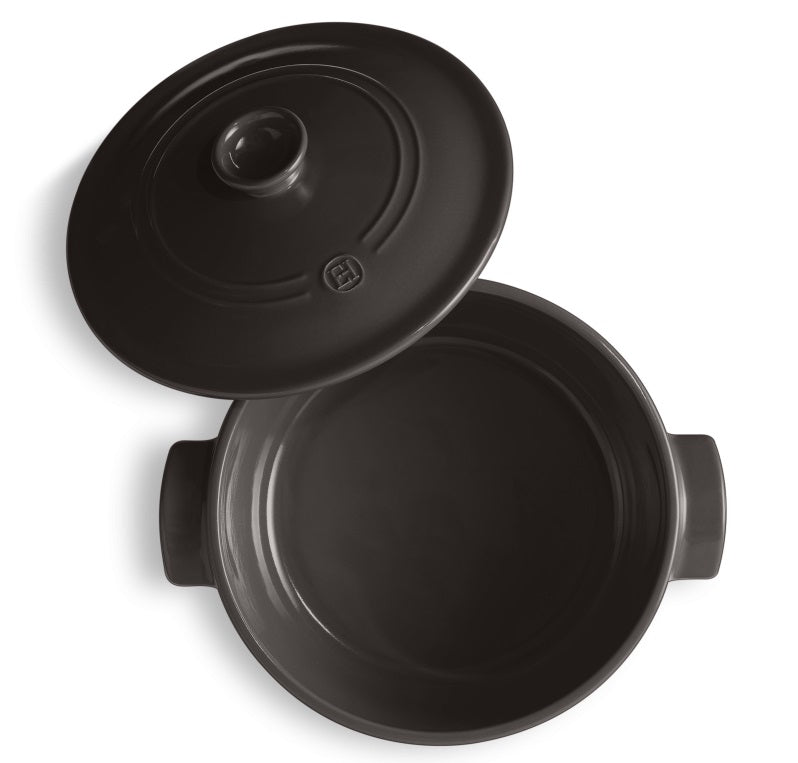 Emile Henry Round Stewpot Casserole 4L Charcoal Black by Kitchen Niche