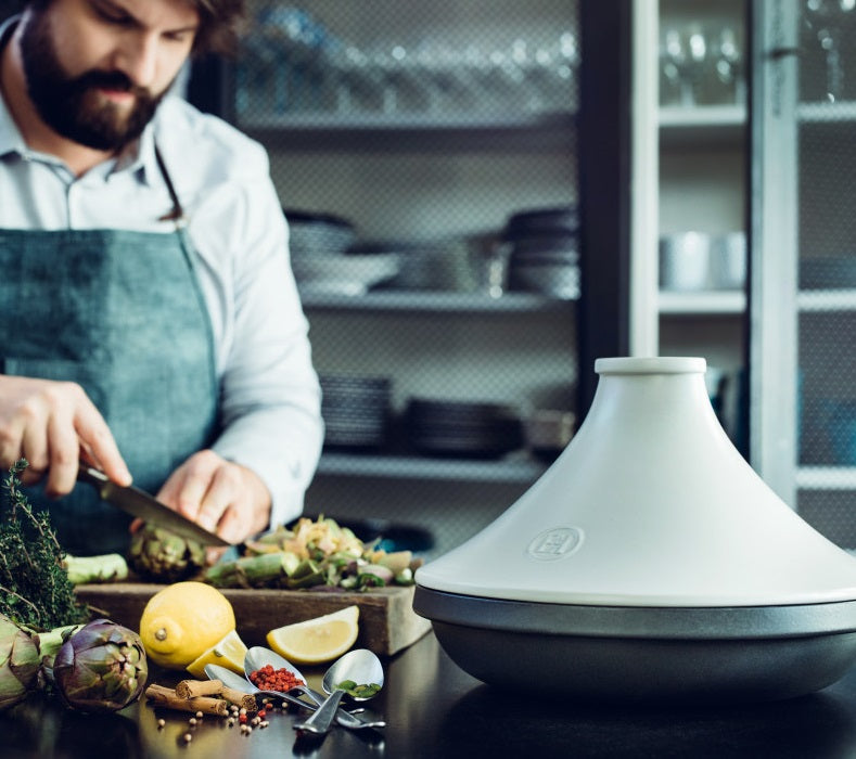 Emile Henry Delight Large Tagine White & Slate 4L by Kitchen Niche