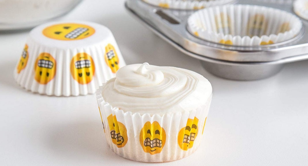Fox Run Grin Emoji Baking Cup Set of 50 by Kitchen Niche