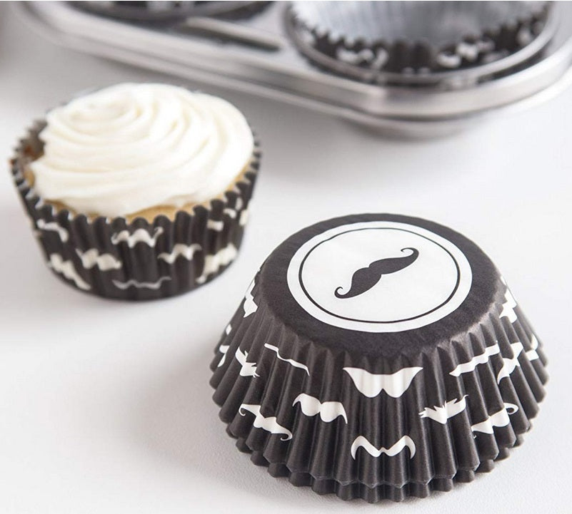 Fox Run Black Mustache Baking Cup Set of 50 by Kitchen Niche