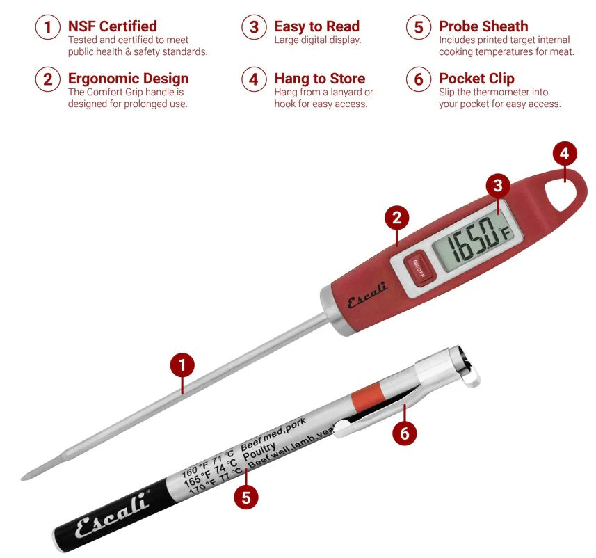 Escali Gourmet Digital Thermometer Red by Kitchen Niche