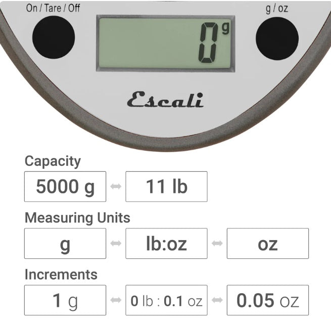 Escali Primo Digital Kitchen Scale Metallic by Kitchen Niche