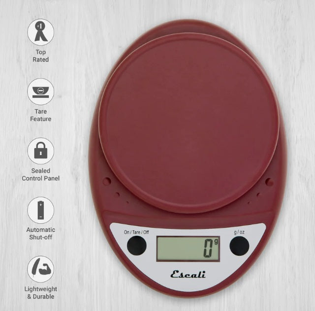 Escali Primo Digital Kitchen Scale Warm Red by Kitchen Niche
