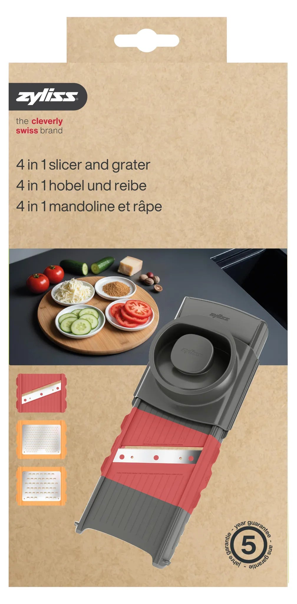 Zyliss 4-in-1 Slicer & Grater with Interchangeable Blades