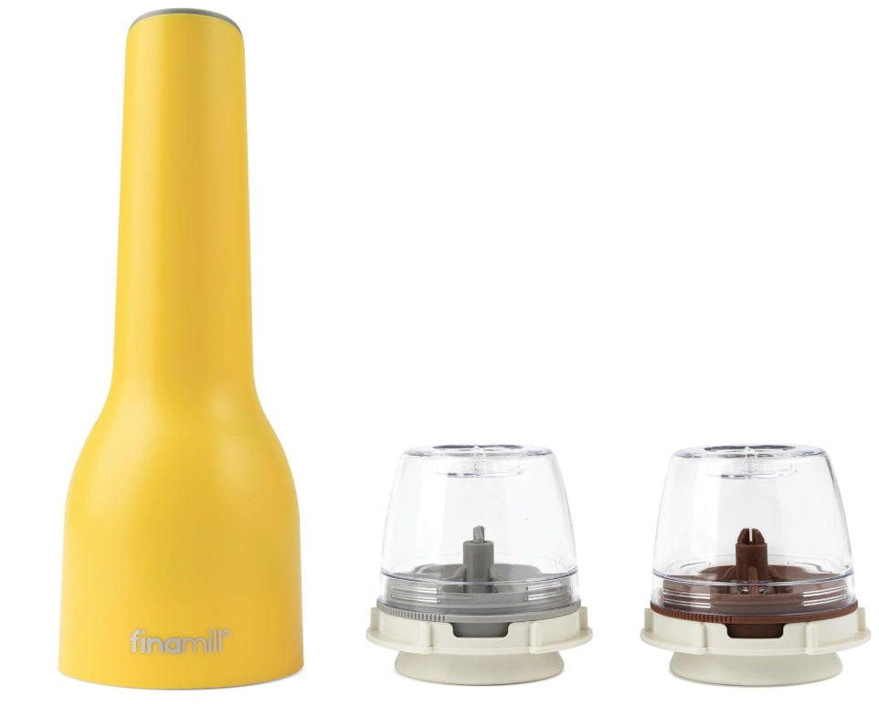 FinaMill Canary Yellow Rechargeable Spice Grinder with 2 Interchangeable Pods FinaMill by Kitchen Niche