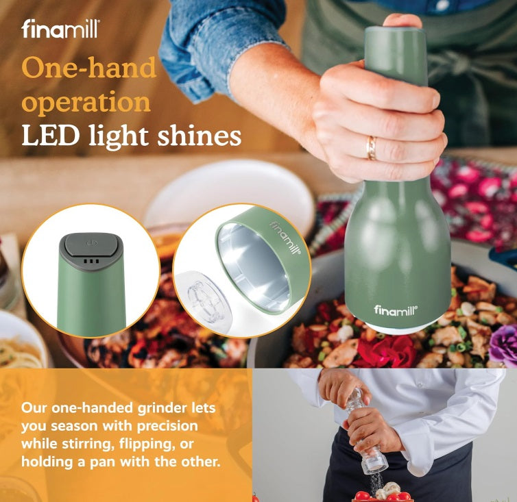FinaMill Sage Green Rechargeable Spice Grinder with 2 Interchangeable Pods FinaMill by Kitchen Niche