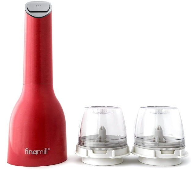 FinaMill Red Battery Operated Spice Grinder with 2 Interchangeable Pods FinaMill by Kitchen Niche