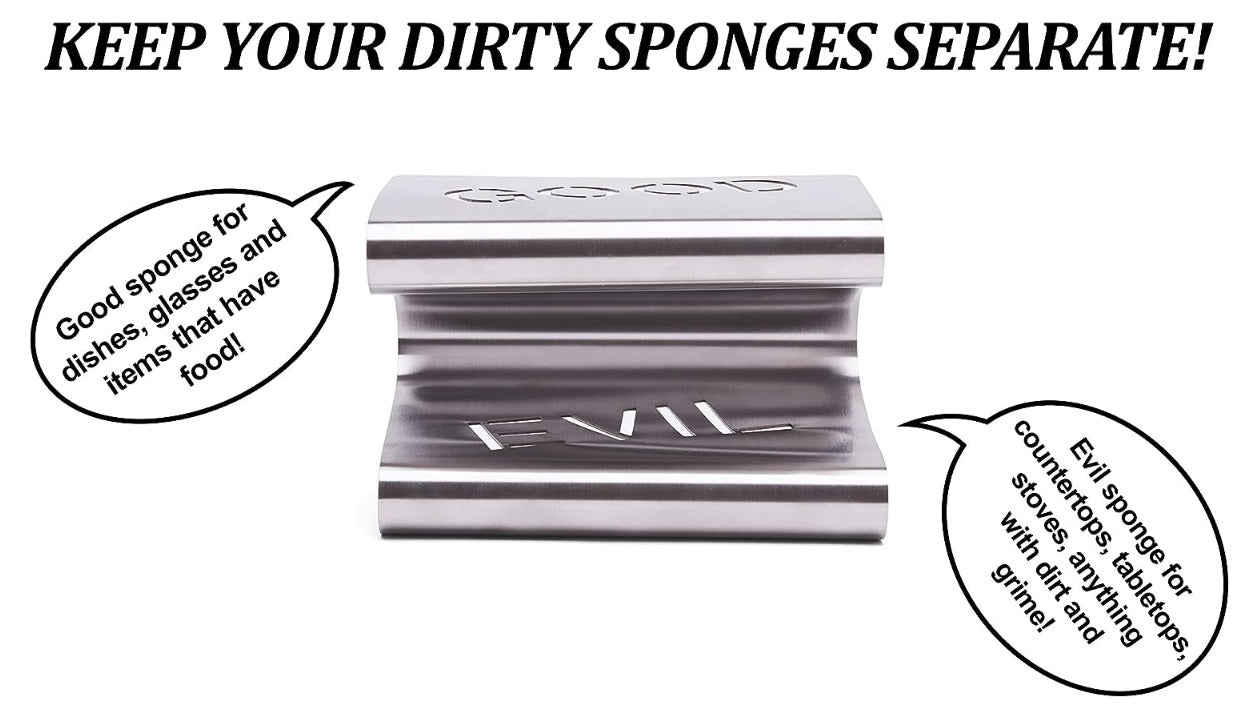 Fox Run Good & Evil Stainless Steel Sponge Holder by Kitchen Niche