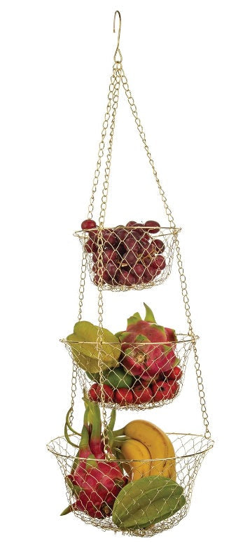 Fox Run Gold Wire Hanging Fruit Basket by Kitchen Niche