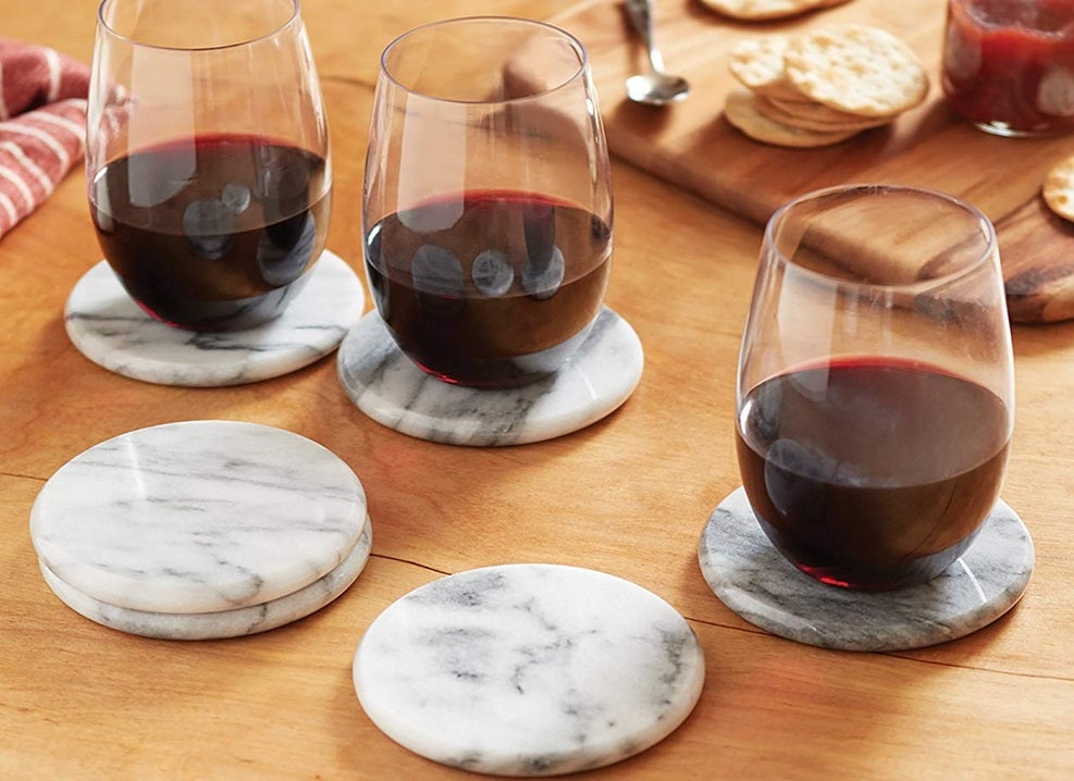 Fox Run White Marble Coaster Set of 6 by Kitchen Niche