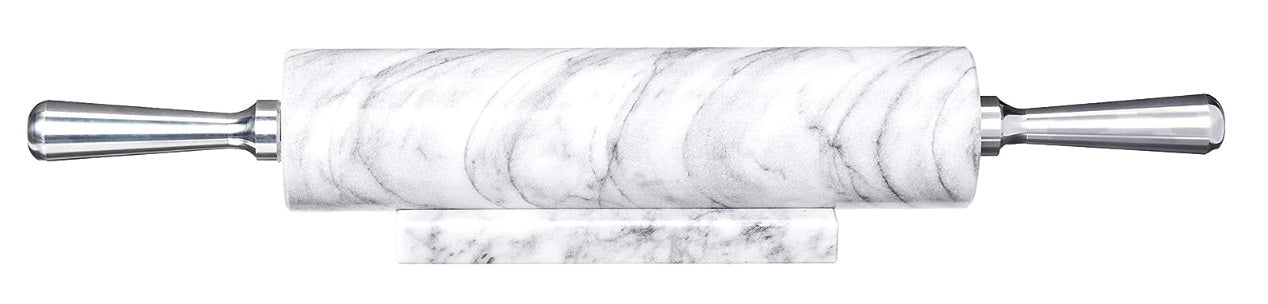 Fox Run White Marble Rolling Pin With Aluminum Handles by Kitchen Niche
