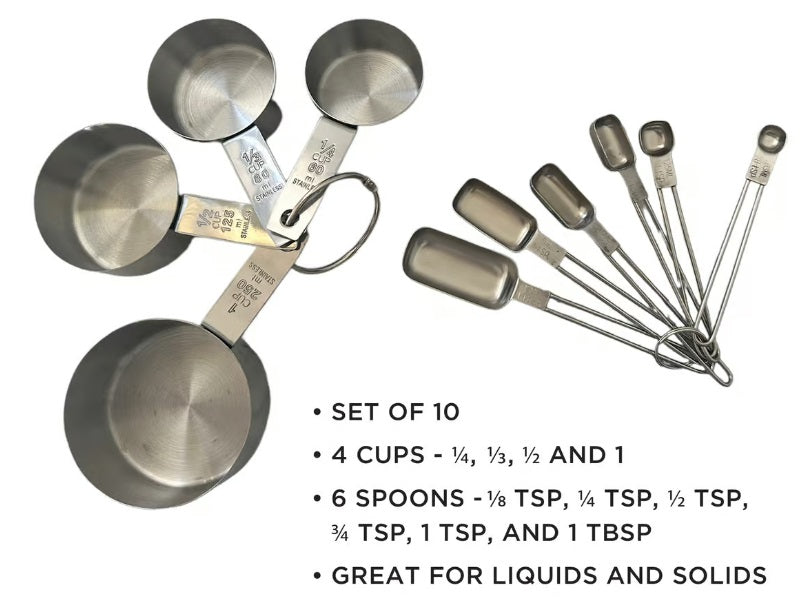 Fox Run Stainless Steel Measuring Cup & Spoon Set of 10 by Kitchen Niche