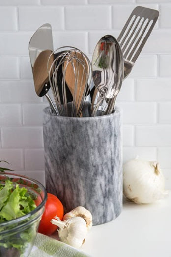 Fox Run White Marble Utensil Holder by Kitchen Niche