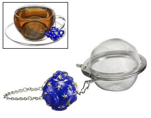 G & H Tea Services Tea Infuser Ball with Blue Teapot Ornament by Kitchen Niche