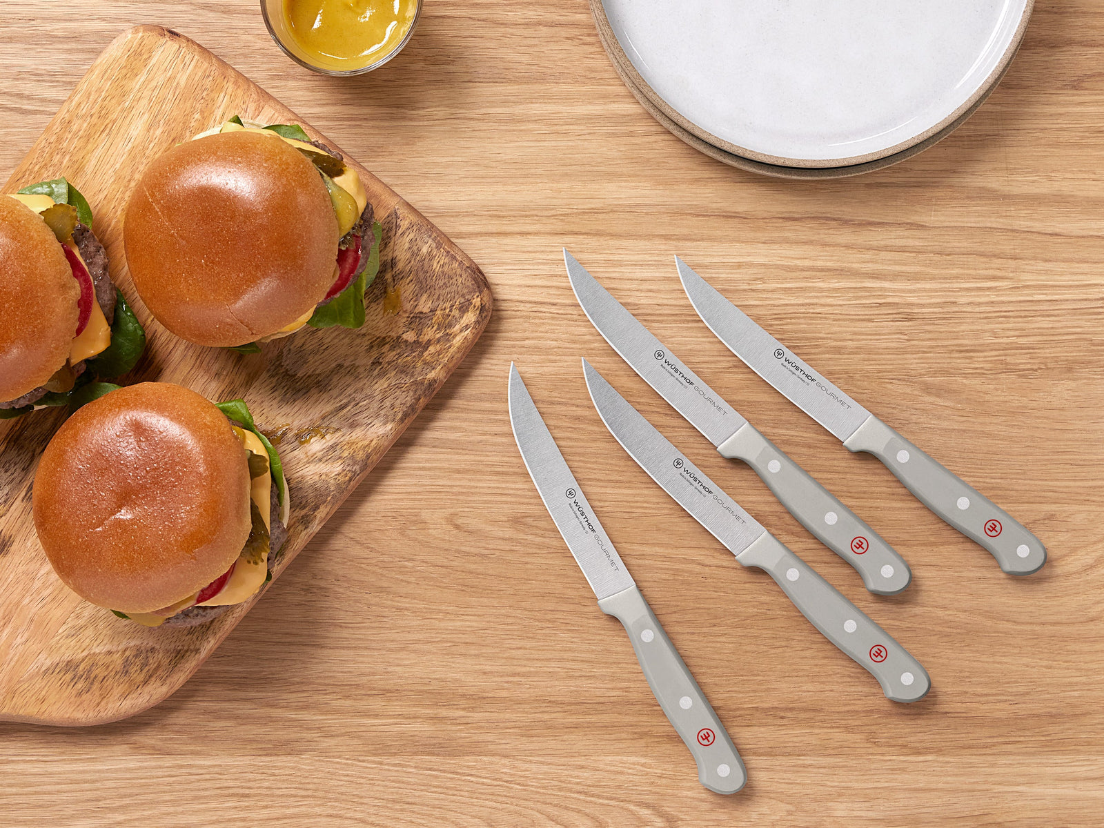 Wüsthof Gourmet Grey Steak Knife Set – 4-pcs. Wusthof by Kitchen Niche