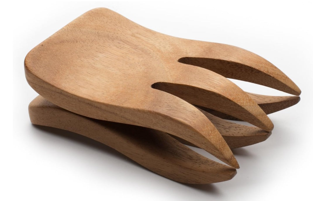 Ironwood Acacia Wood Bear Claws Salad Server Set of 2 by Kitchen Niche
