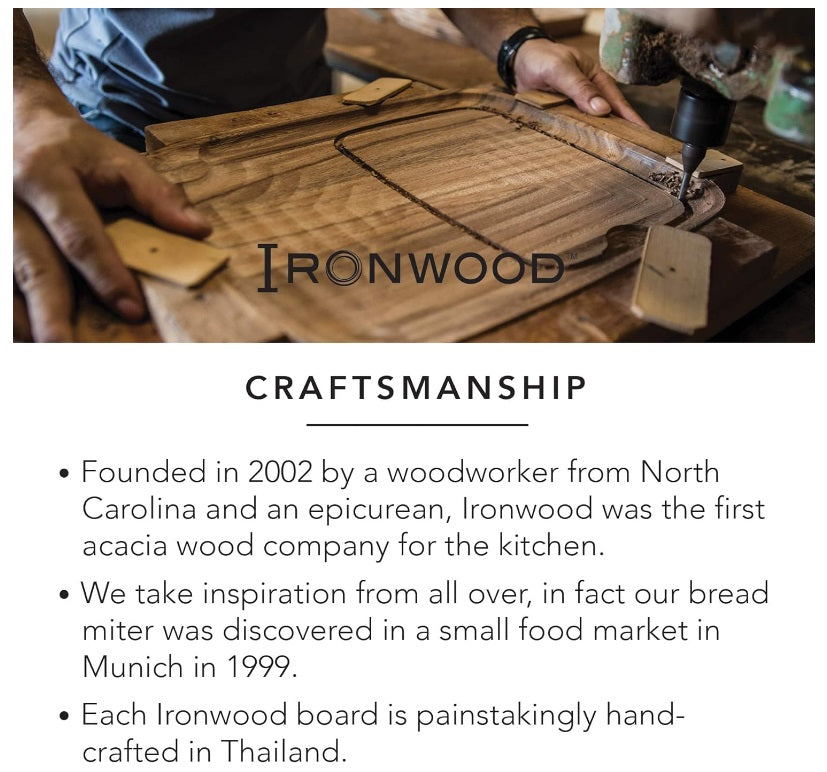 Ironwood Acacia Wood Large Long Grain Utility Chop Board by Kitchen Niche