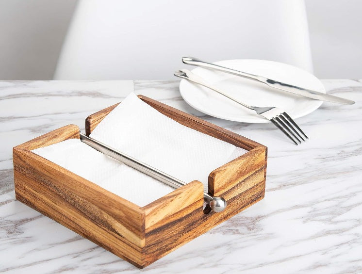 Ironwoon Acacia Wood Napkin Holder by Kitchen Niche