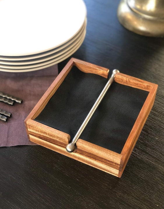 Ironwoon Acacia Wood Napkin Holder by Kitchen Niche