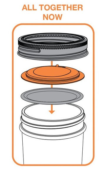 Jarware Set of 4 Orange Mason Jar Lid by Kitchen Niche