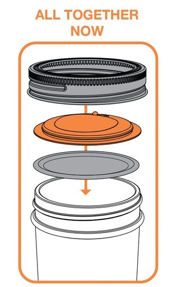 Jarware Set of 4 Peach Mason Jar Lid by Kitchen Niche