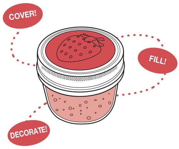 Jarware Set of 4 Strawberry Mason Jar Lid by Kitchen Niche