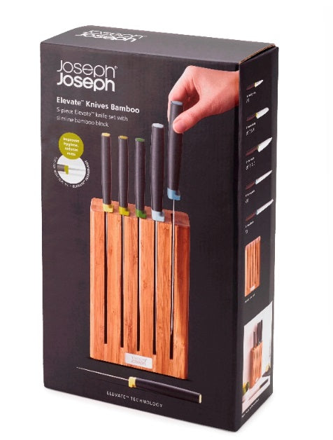 Joseph Joseph Elevate Slimline Bamboo Knife Block Set Joseph Joseph by Kitchen Niche