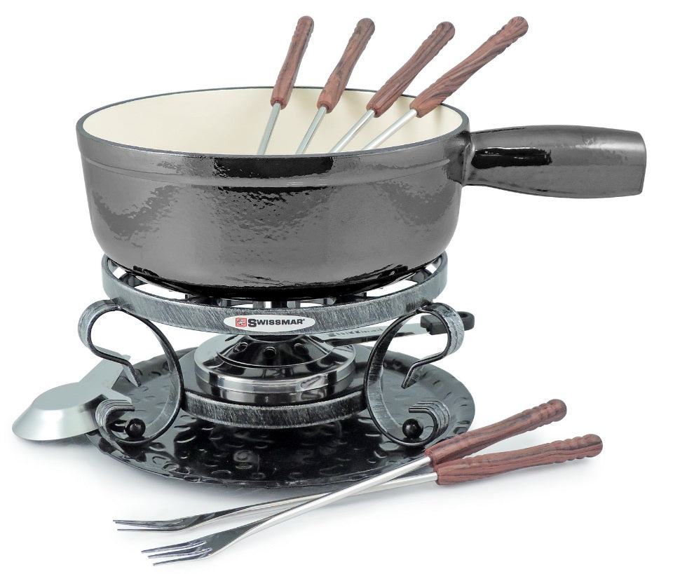 Swissmar Metallic Black Lugano Cheese Fondue Set by Kitchen Niche